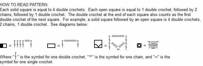 filet crochet written instruction