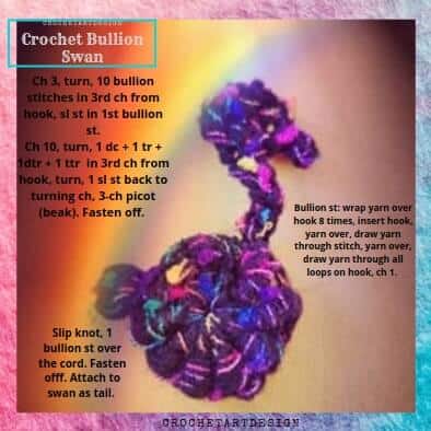 crochet swan bullion stitch pattern